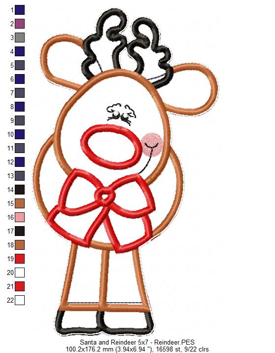 Santa and Reindeer Ornament - ITH Project - Machine Embroidery Design