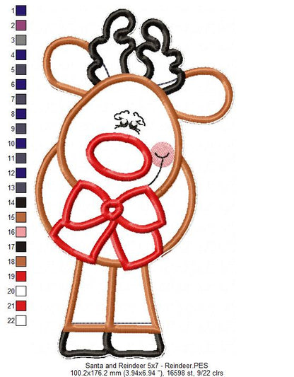 Santa and Reindeer Ornament - ITH Project - Machine Embroidery Design