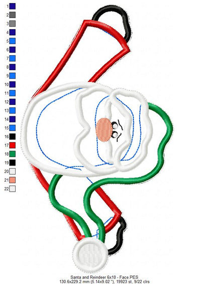 Santa and Reindeer Ornament - ITH Project - Machine Embroidery Design