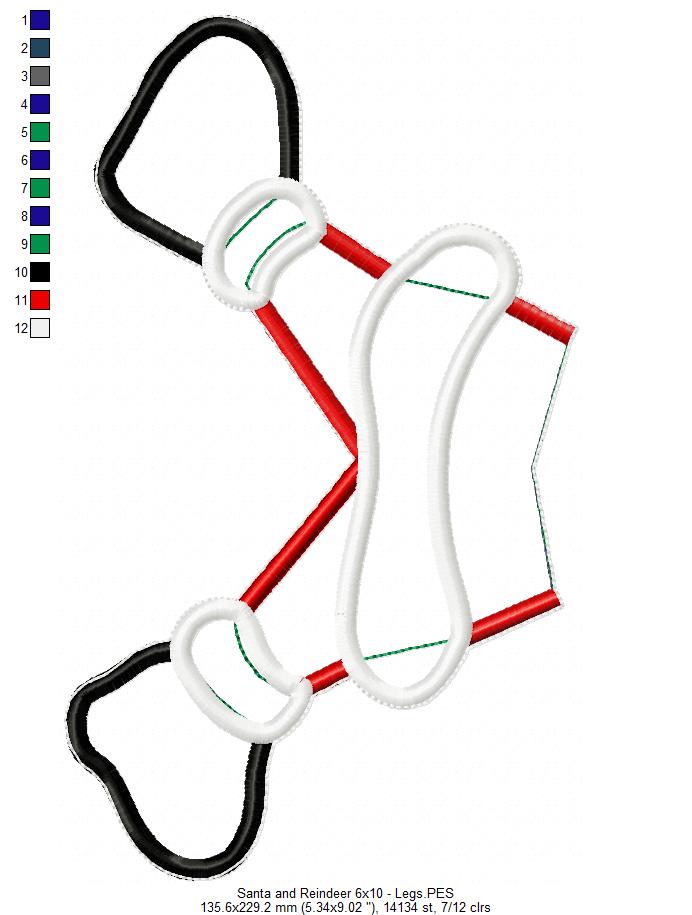 Santa and Reindeer Ornament - ITH Project - Machine Embroidery Design