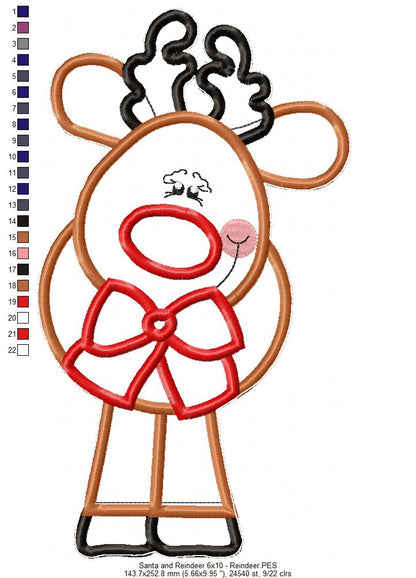 Santa and Reindeer Ornament - ITH Project - Machine Embroidery Design