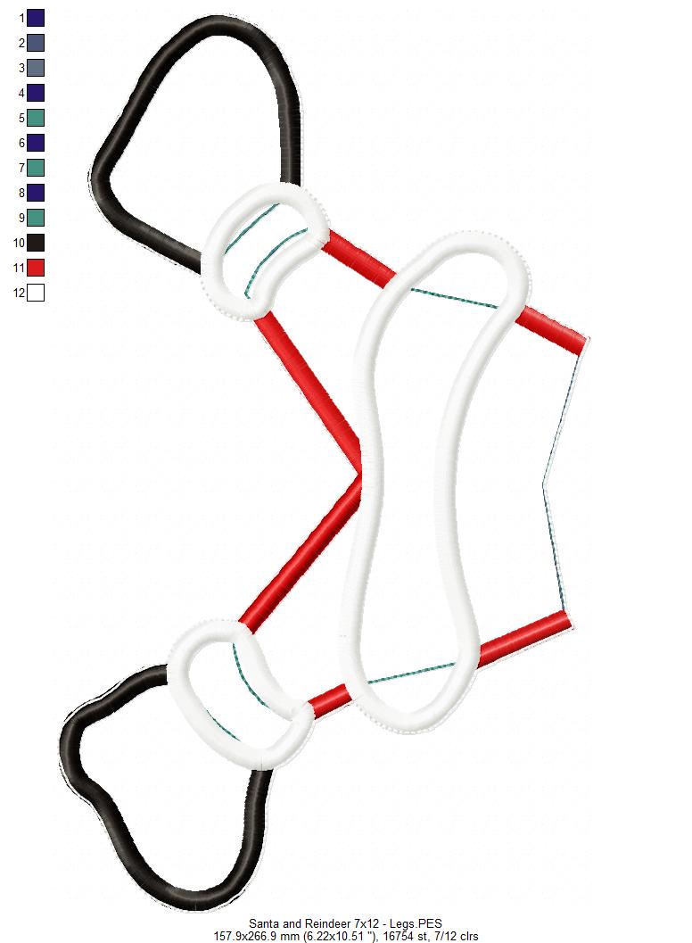 Santa and Reindeer Ornament - ITH Project - Machine Embroidery Design