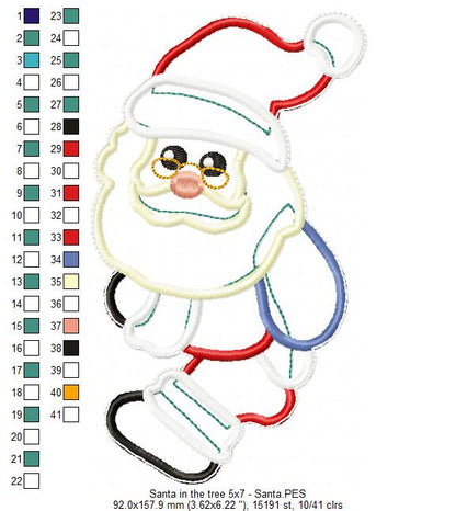 Santa Claus in the Christmas Tree Ornament - ITH Project - Machine Embroidery Design