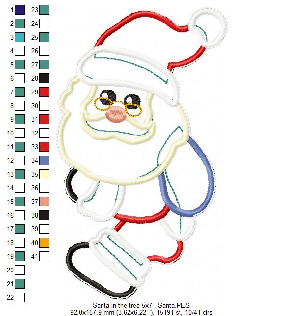 Santa Claus in the Christmas Tree Ornament - ITH Project - Machine Embroidery Design