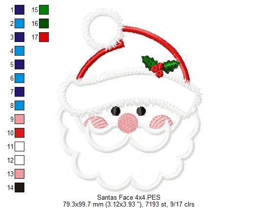 Santa Claus Cute Face - Applique Machine Embroidery Design