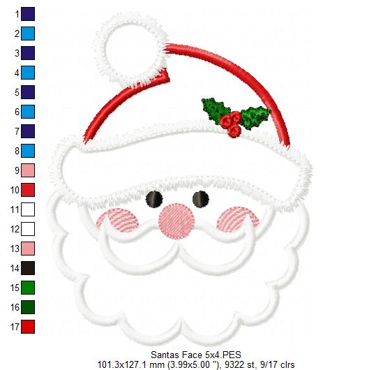 Santa Claus Cute Face - Applique Machine Embroidery Design