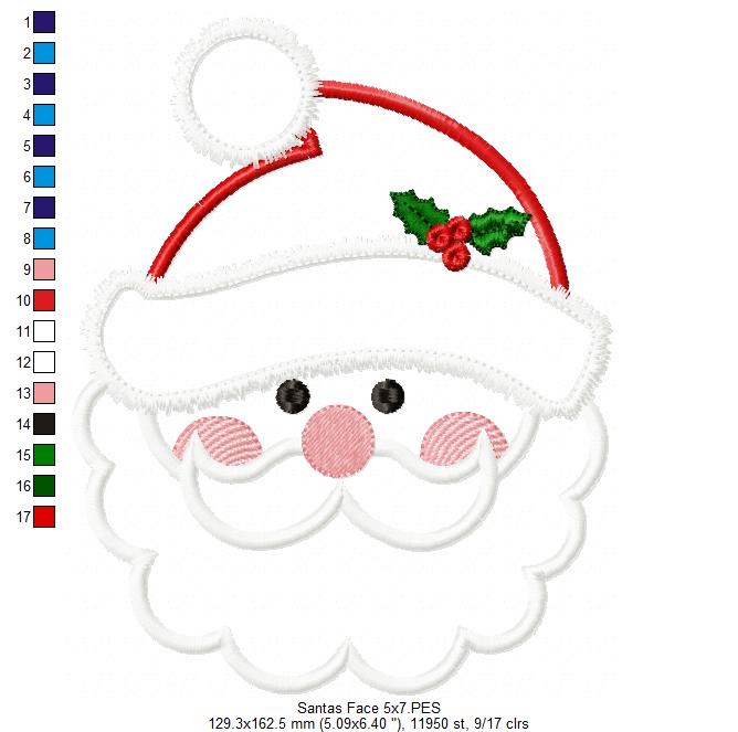 Santa Claus Cute Face - Applique Machine Embroidery Design