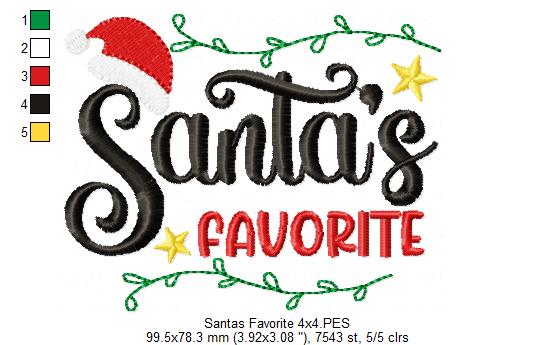 Santa's Favorite - Fill Stitch - Machine Embroidery Design