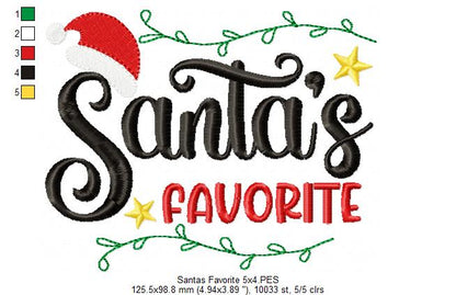 Santa's Favorite - Fill Stitch - Machine Embroidery Design