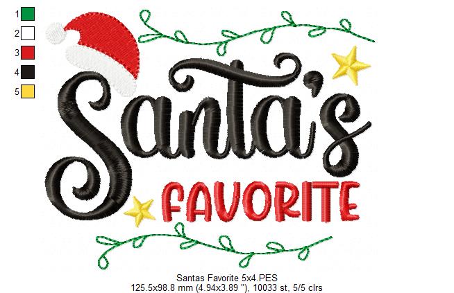 Santa's Favorite - Fill Stitch - Machine Embroidery Design