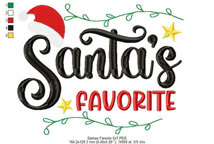 Santa's Favorite - Fill Stitch - Machine Embroidery Design