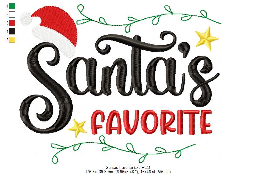 Santa's Favorite - Fill Stitch - Machine Embroidery Design