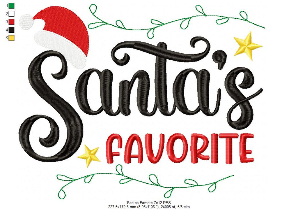 Santa's Favorite - Fill Stitch - Machine Embroidery Design