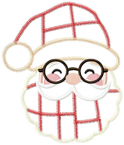 Jolly Patchwork Santa - Zigzag Patchwork Applique - Machine Embroidery Design
