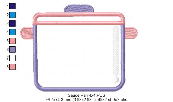 Cozy Sauce Pan - Appliqué - Machine Embroidery Design