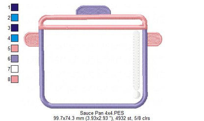 Cozy Sauce Pan - Appliqué - Machine Embroidery Design