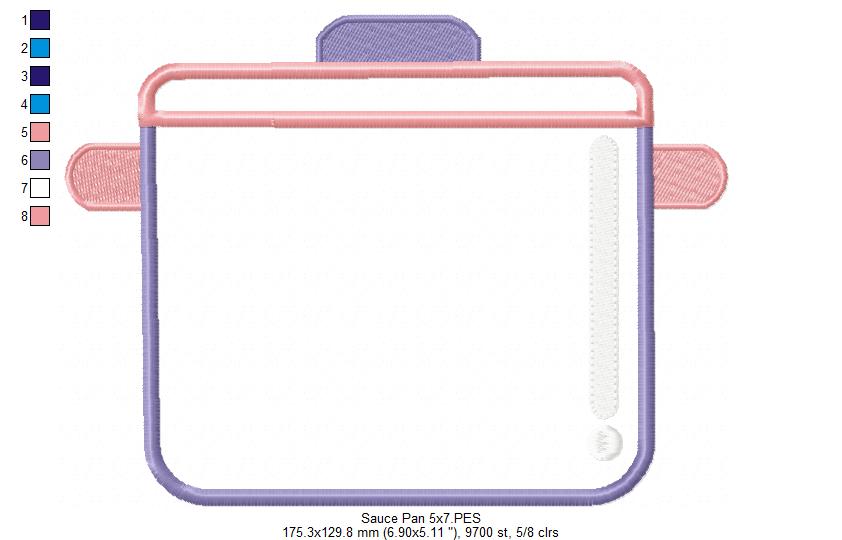Cozy Sauce Pan - Appliqué - Machine Embroidery Design