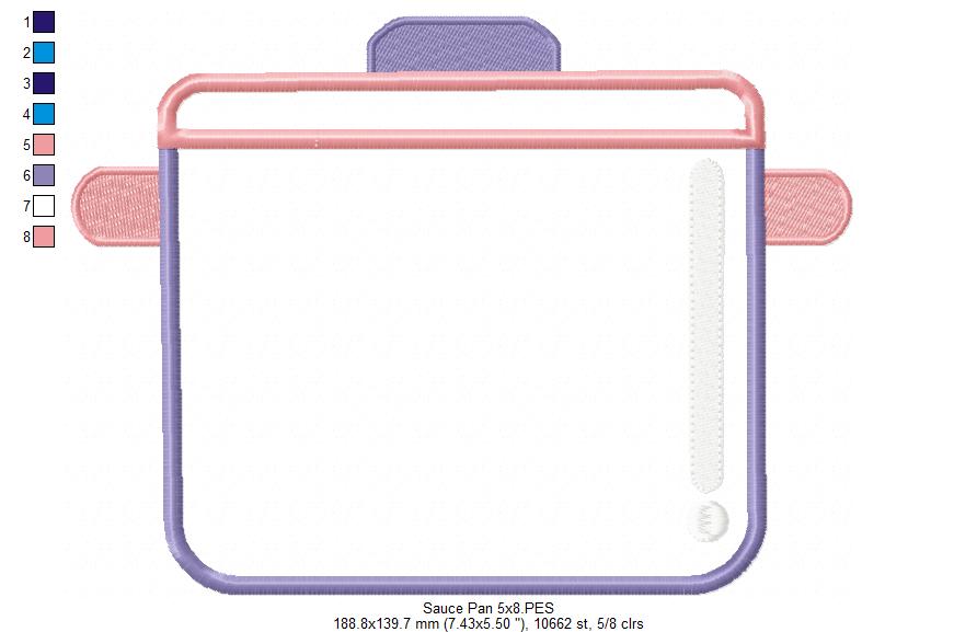 Cozy Sauce Pan - Appliqué - Machine Embroidery Design