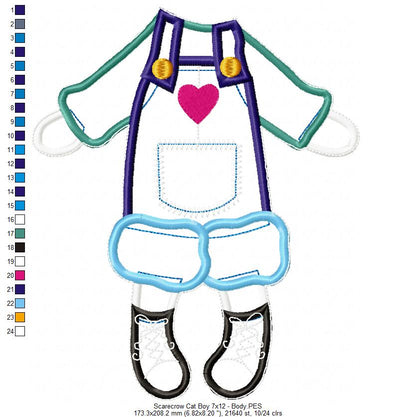 Scarecrow Cat Boy Ornament - ITH Project - Machine Embroidery Design