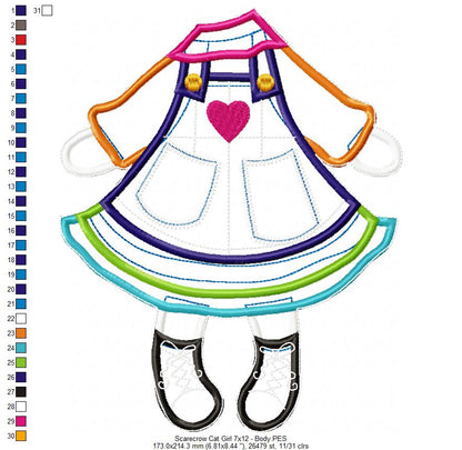 Scarecrow Cat Girl Ornament - ITH Project - Machine Embroidery Design