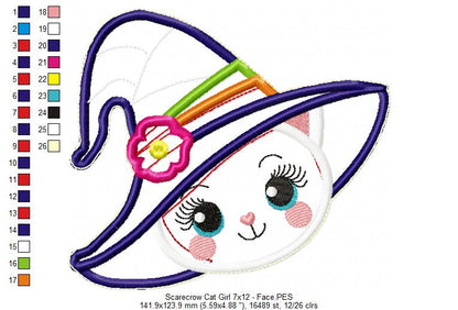 Scarecrow Cat Girl Ornament - ITH Project - Machine Embroidery Design