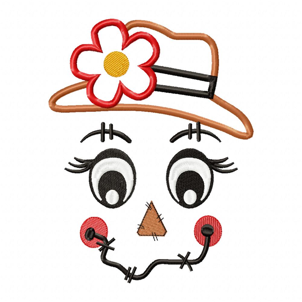 Scarecrow Girl Face - Applique Embroidery