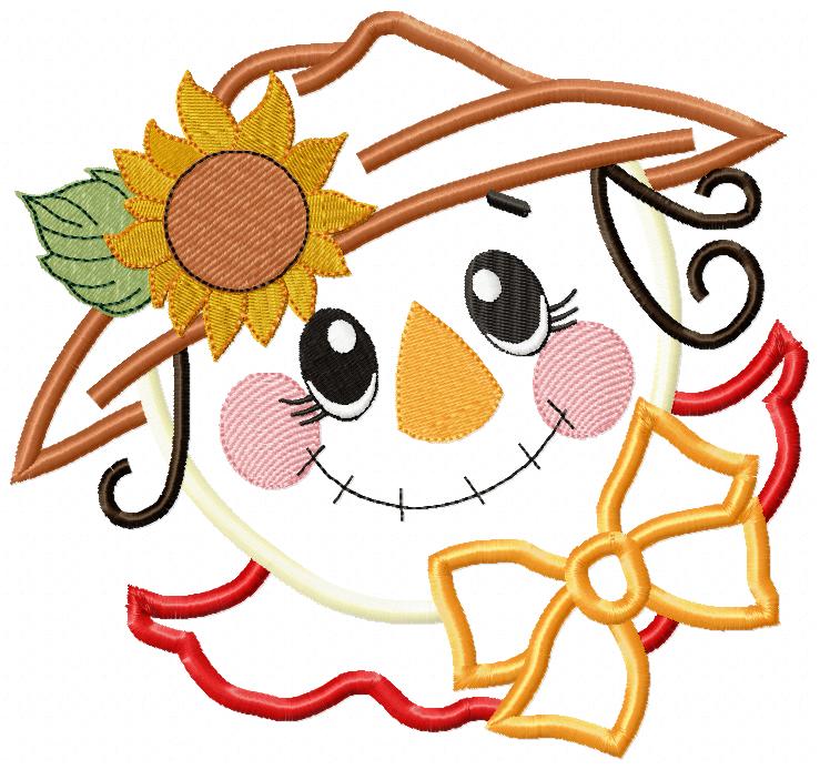 🌻 Sunflower Scarecrow Cutie – Applique – Machine Embroidery Design
