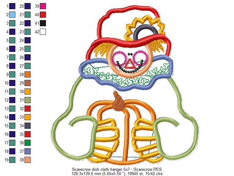 Scarecrow Dish Cloth Hanger - ITH Project - Machine Embroidery Design