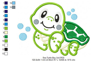 Turtle Boy - Applique Embroidery