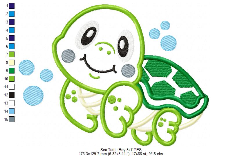 Turtle Boy - Applique Embroidery