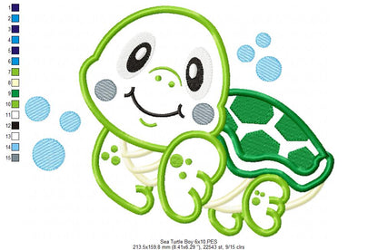 Turtle Boy - Applique Embroidery