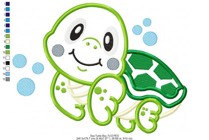 Turtle Boy - Applique Embroidery