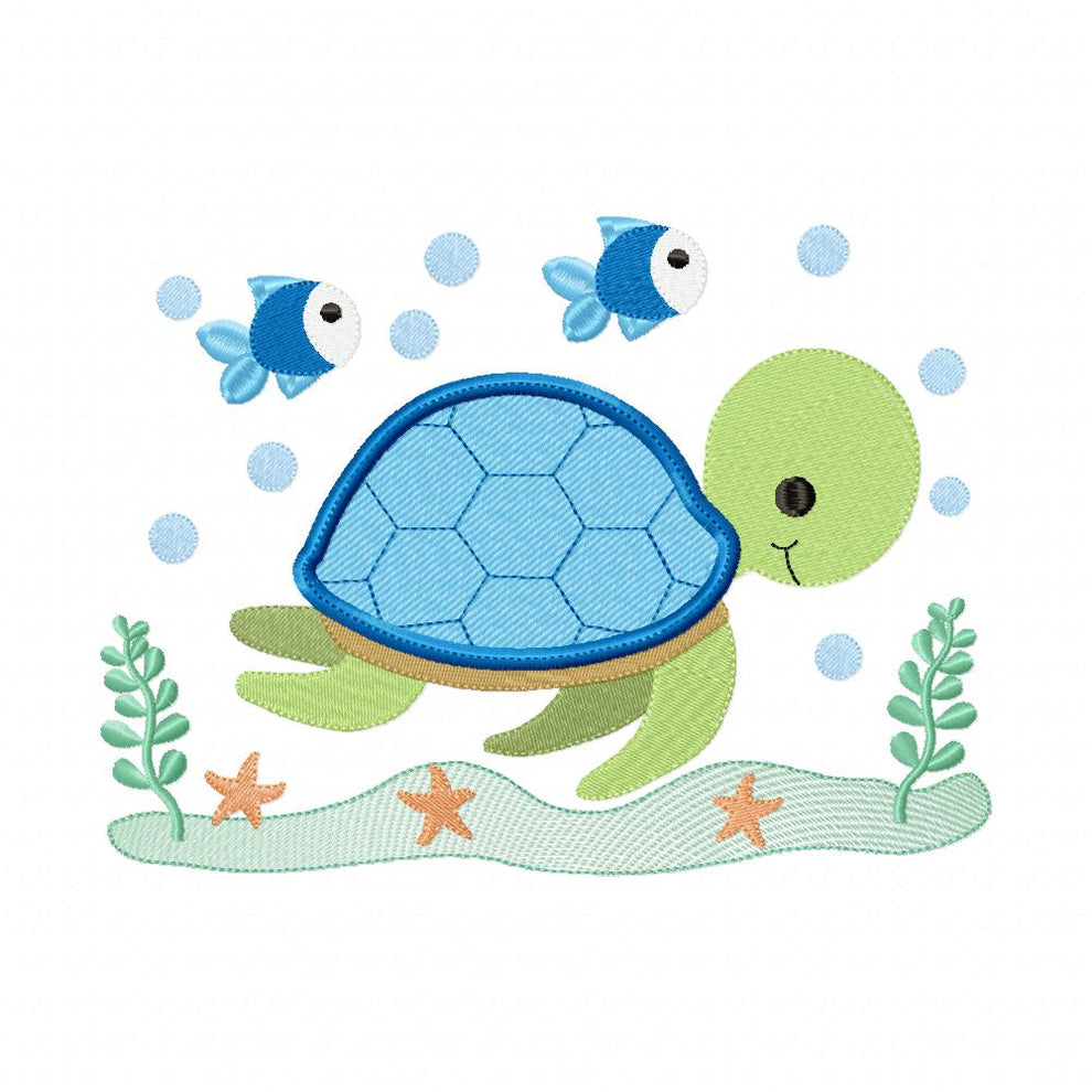 Sea Turtle Boy - Fill Stitch - Machine Embroidery Design – DooBeeDoo ...