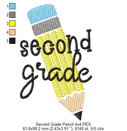 Second Grade Pencil - Rippled Stitch