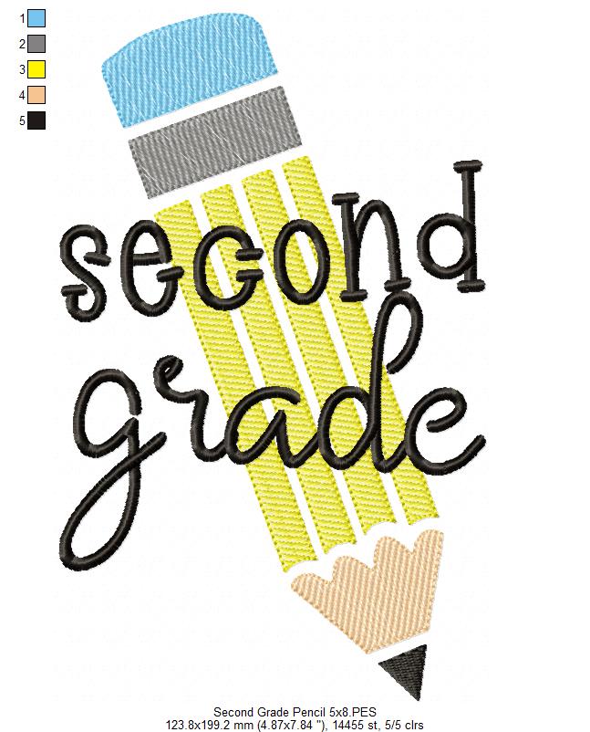 Second Grade Pencil - Rippled Stitch
