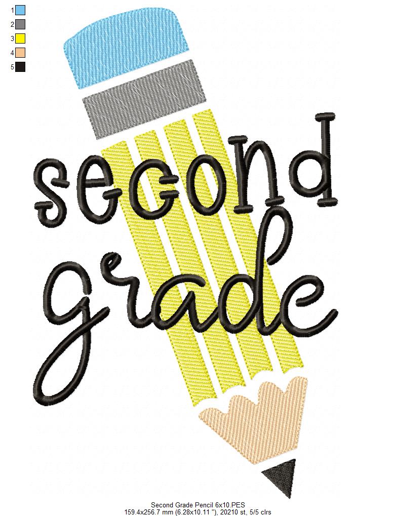 Second Grade Pencil - Rippled Stitch