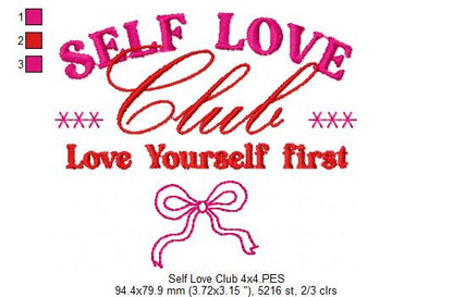 Self Love Club - Fill Stitch - Machine Embroidery Design