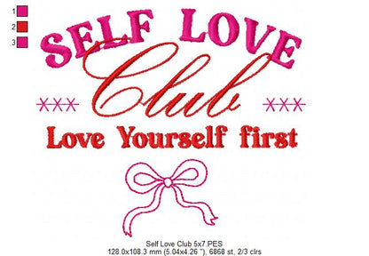 Self Love Club - Fill Stitch - Machine Embroidery Design