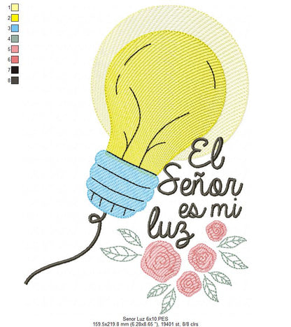 El Señor es mi Luz - Fill Stitch - Machine Embroidery Design