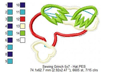 Sewing Grinch Ornament - ITH Project - Machine Embroidery Design