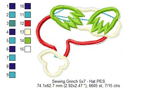 Sewing Grinch Ornament - ITH Project - Machine Embroidery Design