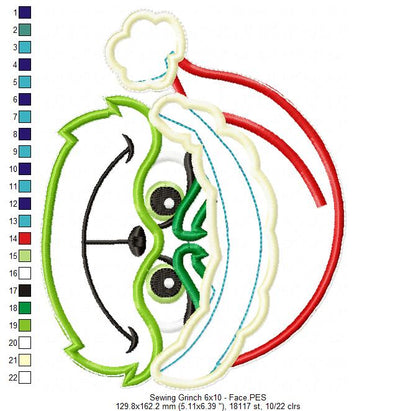 Sewing Grinch Ornament - ITH Project - Machine Embroidery Design