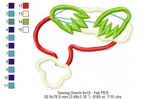 Sewing Grinch Ornament - ITH Project - Machine Embroidery Design