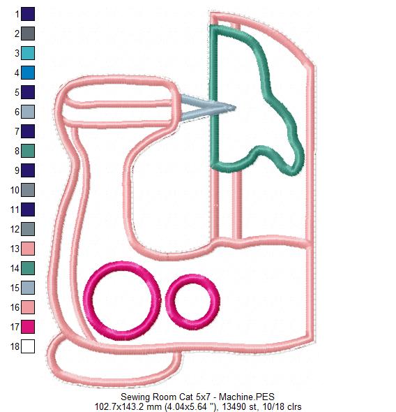Sewing Room Cat - ITH Project - Machine Embroidery Design
