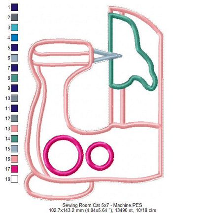 Sewing Room Cat - ITH Project - Machine Embroidery Design