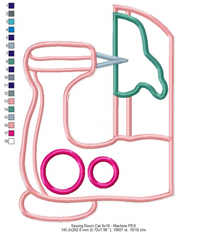 Sewing Room Cat - ITH Project - Machine Embroidery Design