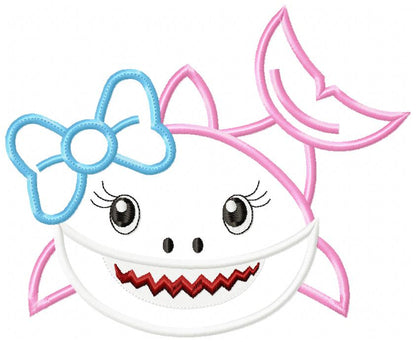 Cute Shark Girl – Appliqué – Machine Embroidery Design
