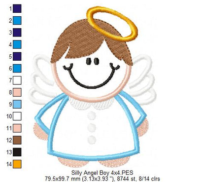 Silly Angel Boy and Girl - Set of 2 Designs - Applique Embroidery
