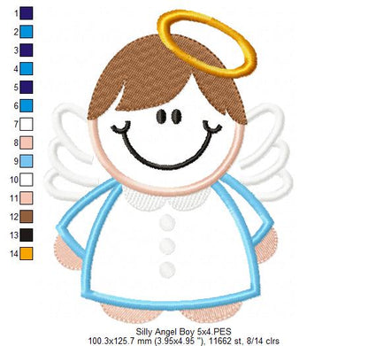 Silly Angel Boy and Girl - Set of 2 Designs - Applique Embroidery