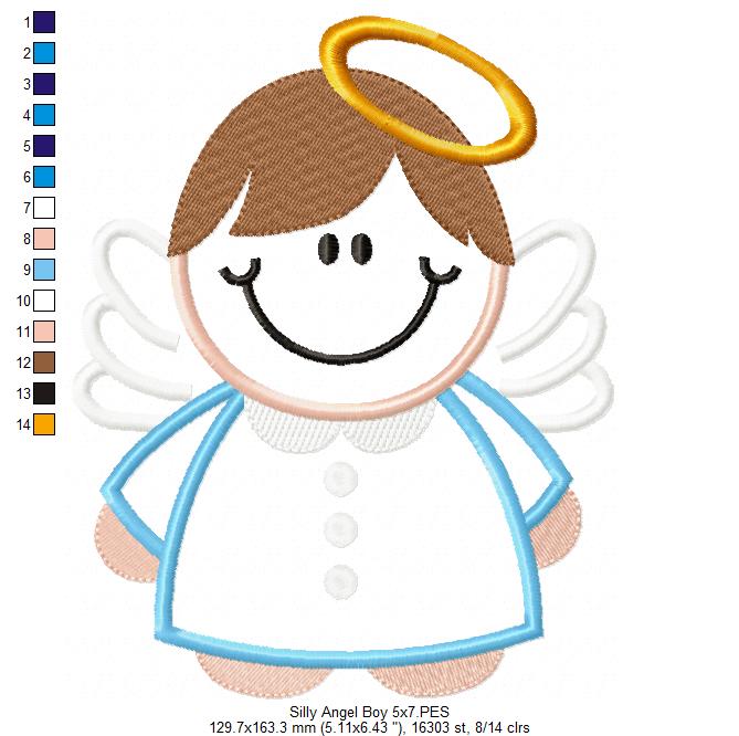 Silly Angel Boy - Applique Embroidery